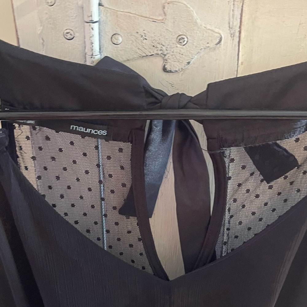 Maurices Black Sheer Polka Dot Top